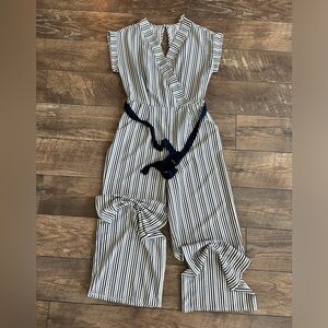 Monteau Black and White Striped Jumpsuit